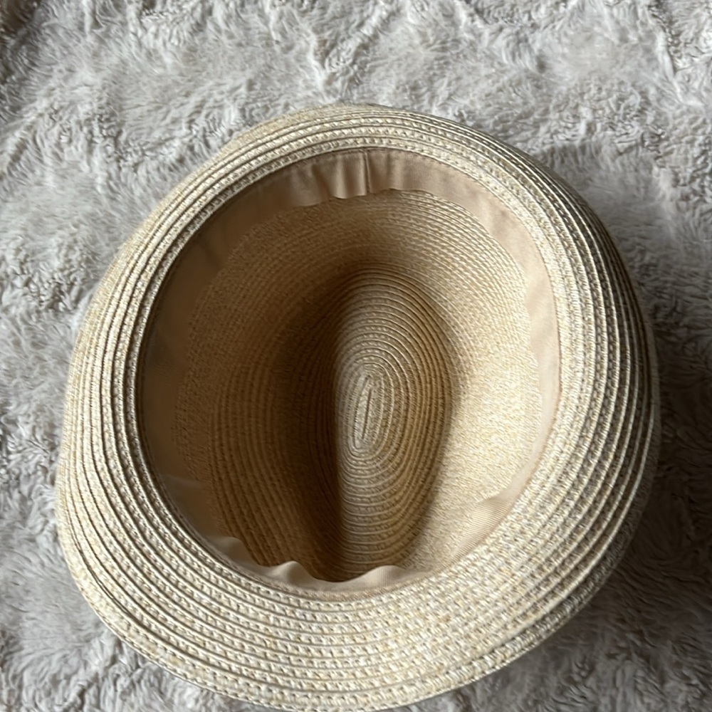 Goorin Bros. "Fine Day" Beige Straw Fedora Hat w/Pinstripe Band Size M - Picture 4 of 5